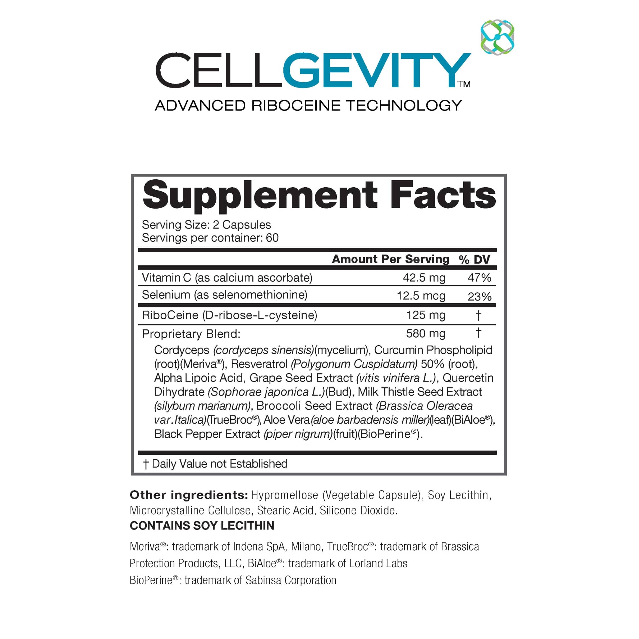 Cellgevity Supplement Facts