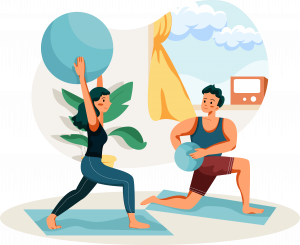 Animated image of a couple exercising