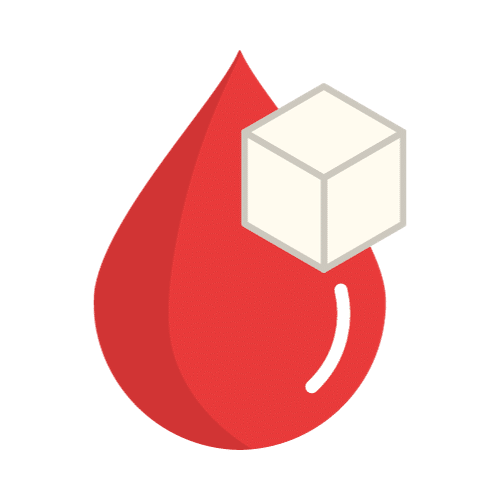 Graphic of a blood drop and sugar cube