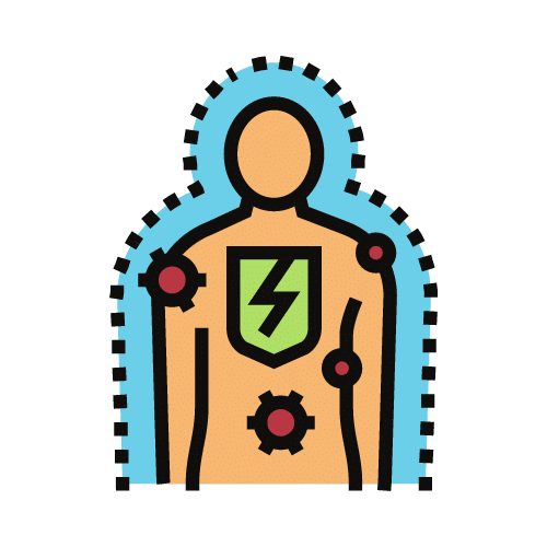 Graphic of a human body with cells being boosted by Max products